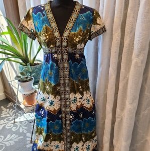 Vintage barkcloth tiki aloha dress